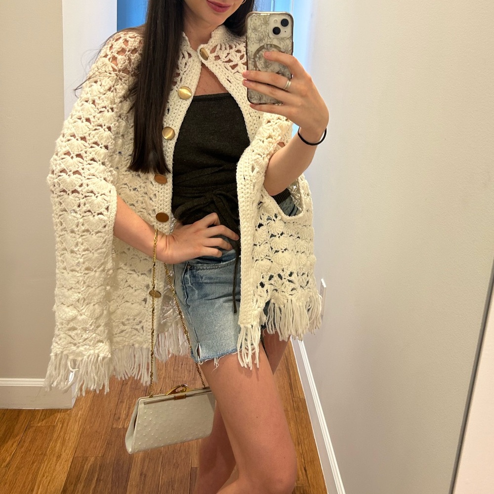 RARE Vintage Crochet Poncho Cape